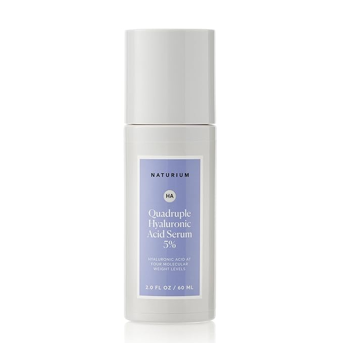 Naturium Quadruple Hyaluronic Acid Serum 5% Jumbo, Hydrating & Plumping Face Serum, Anti-Aging & Moisturizing Skin Care, Fragrance-Free, 2 oz