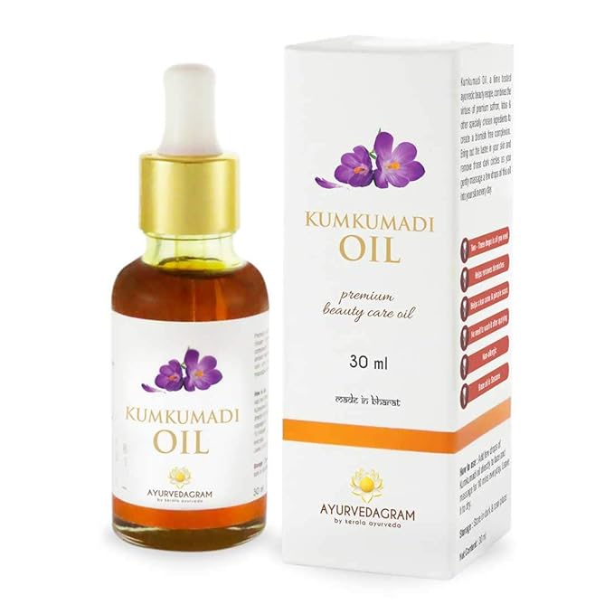 Kerala Ayurveda Kumkumadi Face Serum for All Skin Types (1 Fl Oz) | Saffron & Lotus Infused Brightening Serum | Reduces Wrinkles, Pigmentation & Dark Spots | Anti-Ageing Solution | Ideal for Gua Sha