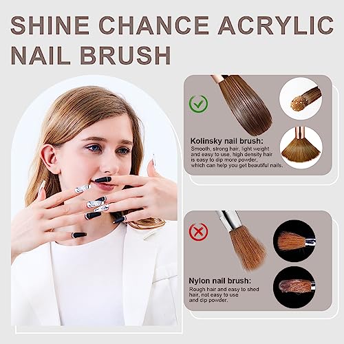 Acrylic Nail Brush Size 8, 100% Real Kolinsky Art Nail Brush for Acrylic Powder Application, Handmade Women Manicure Nail Extension Tool for Professional DIY Home Salon and Beginners