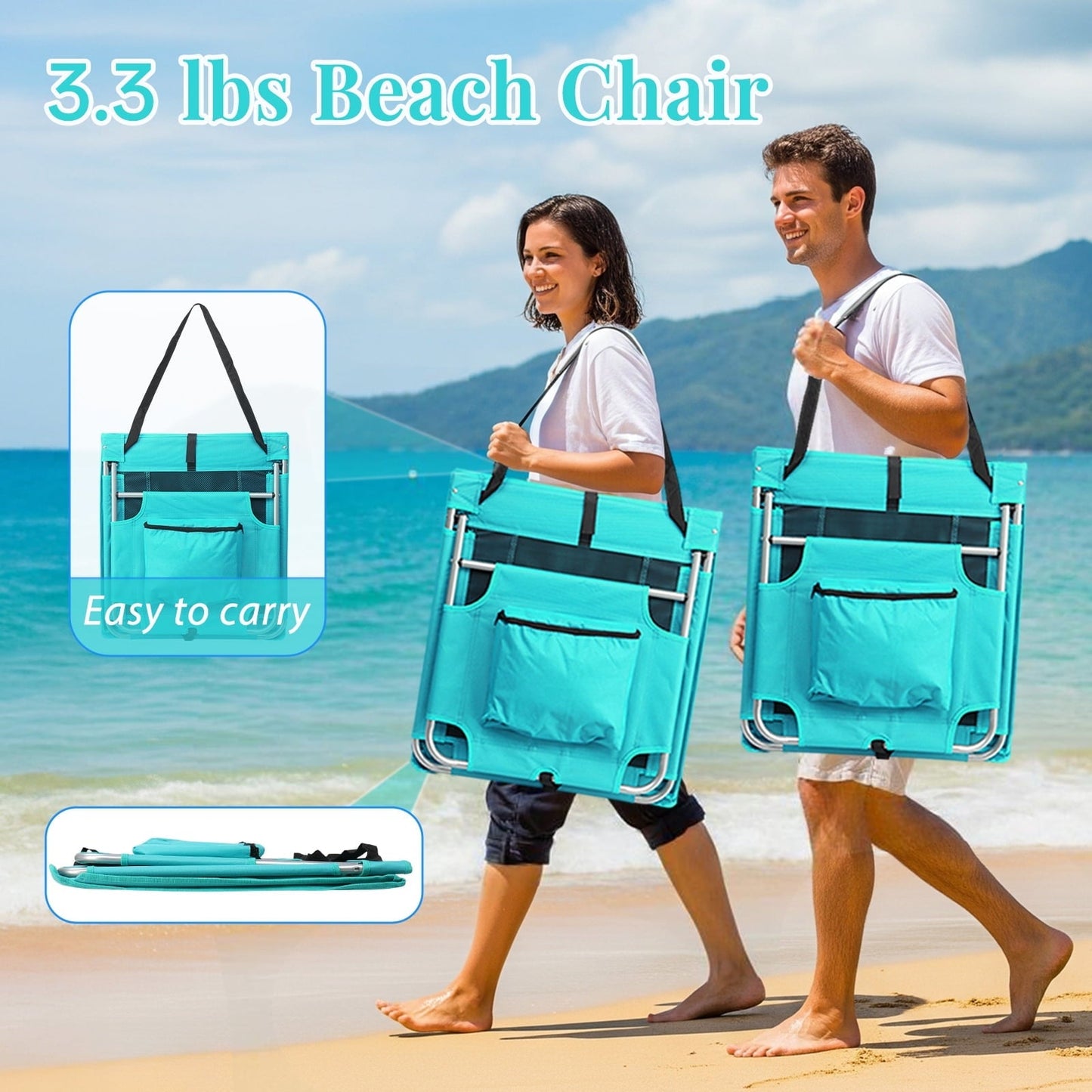 Ktaxon Beach Mat Lounge Chair, Protable Folding Lightweight Beach Chairs for Adults, Suitable for Tanning Beach Lawn, Mint Green