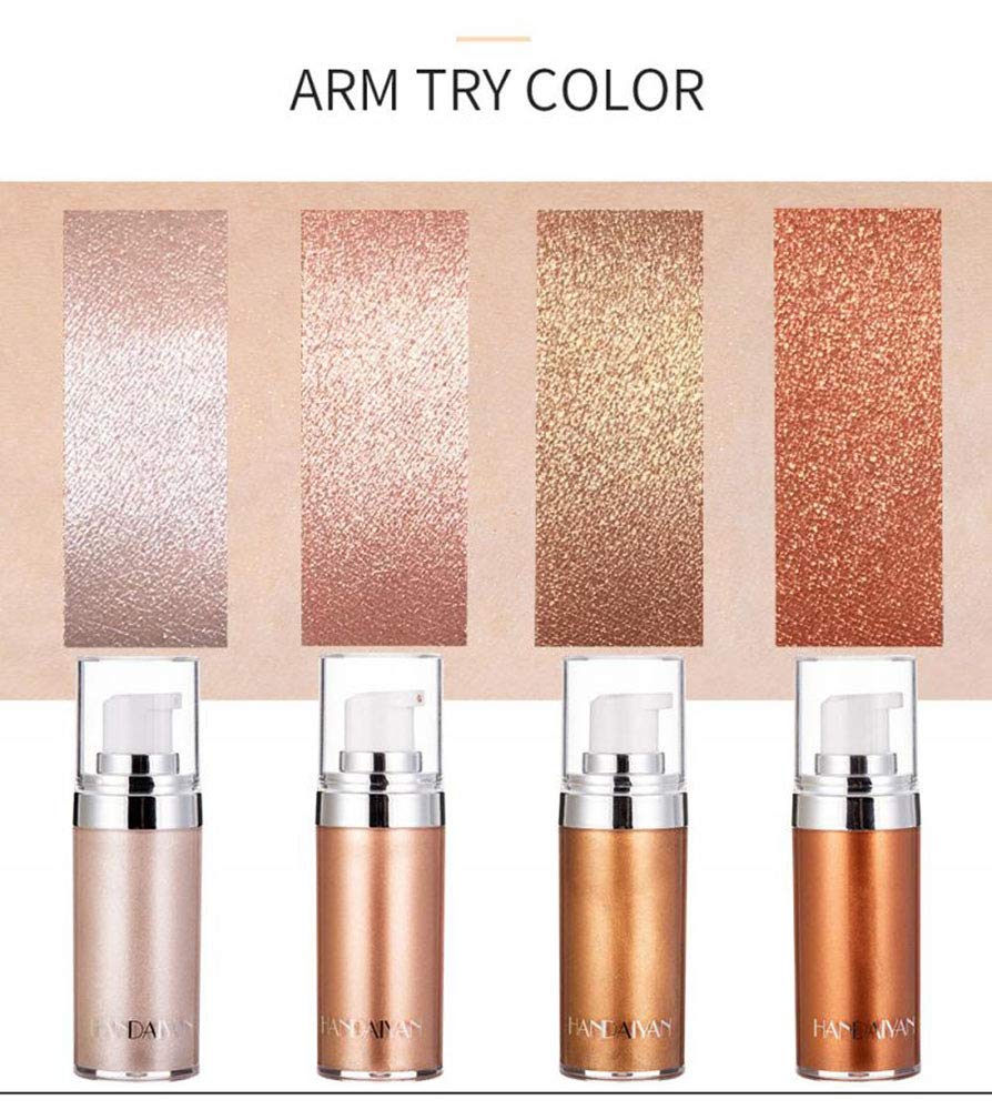 Body Face Luminizer Highlighter Cream Spray Liquid Bronzer Illuminator Glow Glistening Makeup Foundation (#3 Bronze Gold)