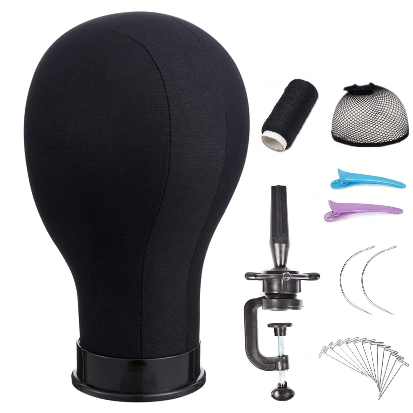 lucicass Wig Head 24Inch Canvas Block Head Wig Stand with Mannequin Head for Making Wigs Display Styling