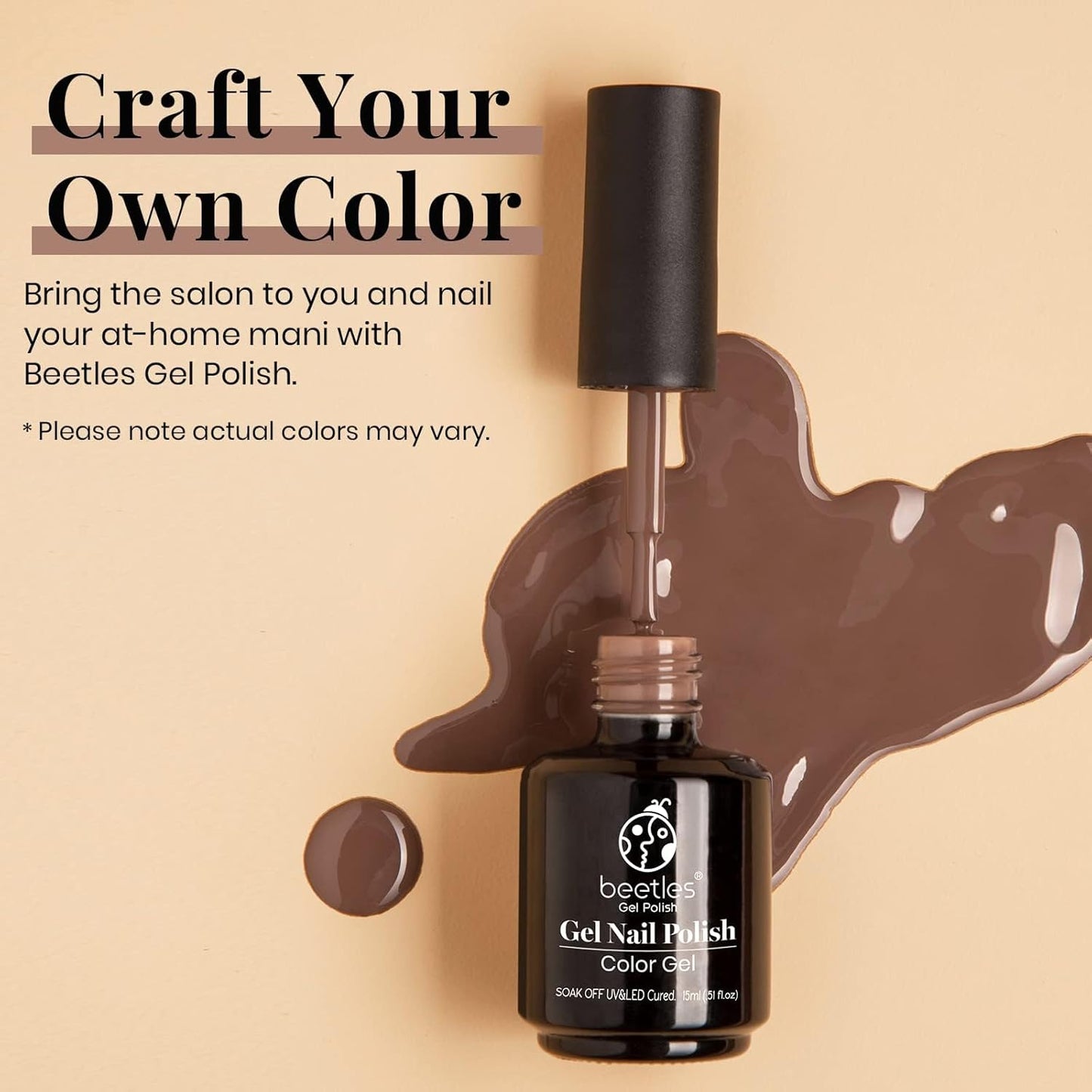 Beetles Brown Gel Nail Polish – 15ml Fall Dark Brown Gel Polish Gel Polish Soak Off Uv LED Nail Lamp Nail Art Manicure Gift for Women