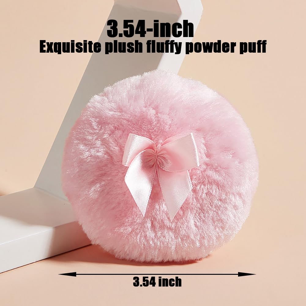 Luxury 4 Inch Glass Loose Powder Container with 2 Soft 3.5" Puffs｜Non-Sealed Refillable Organizer Storage for Body Powder Makeup & Jewelry & Setting Applicator(Crown-Amber)