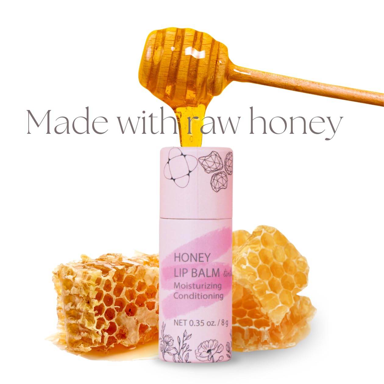 Organic Honey Lip Balm - 100% Grassfed Beef Tallow Chapstick for Women, Natural Raw Honey & Argan Oil - Ultra Moisturizing, Conditioning, Chemical Free - 3 Pack (3x0.15 oz) Tinted