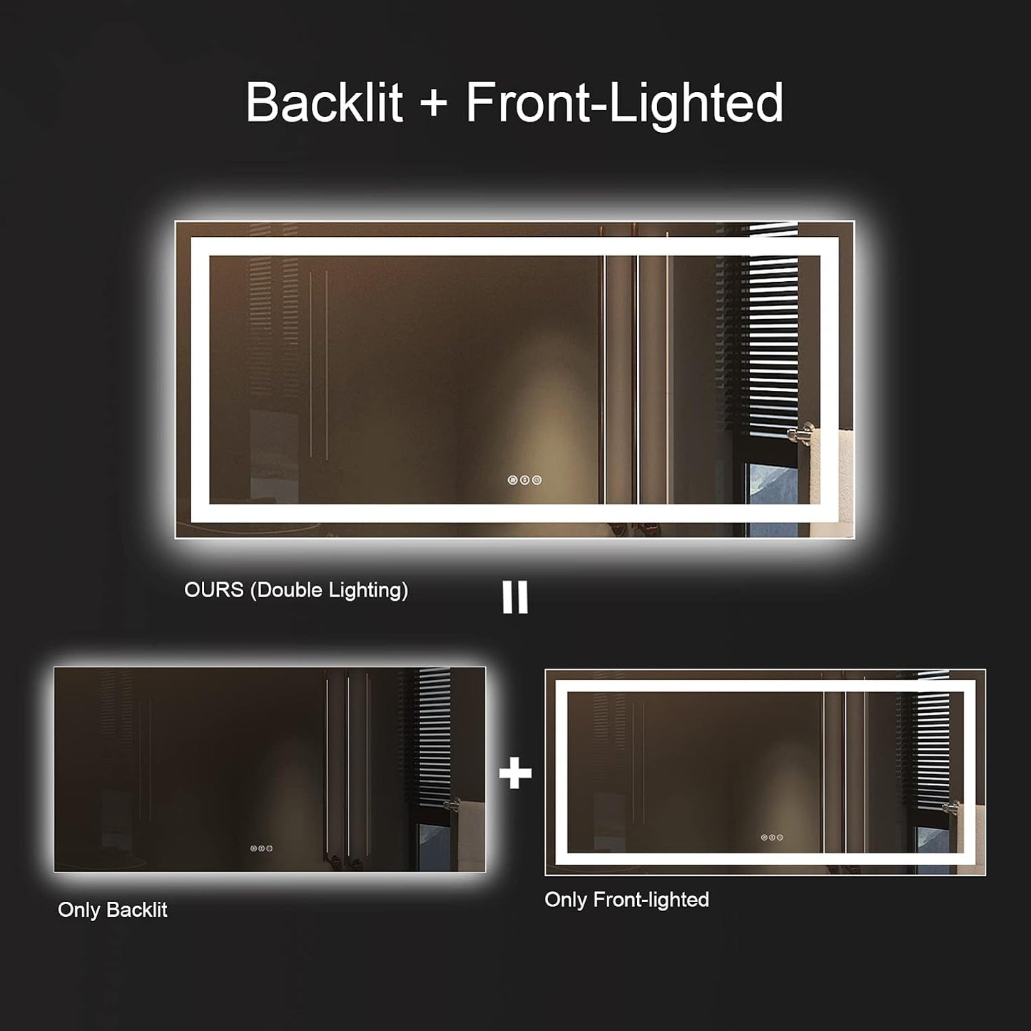 Amorho LED Bathroom Mirror 84" X32" with Front and Backlight, Large Dimmable Wall Mirrors with Anti-Fog, Shatter-Proof, Memory, 3 Colors, Double LED Vanity Mirror