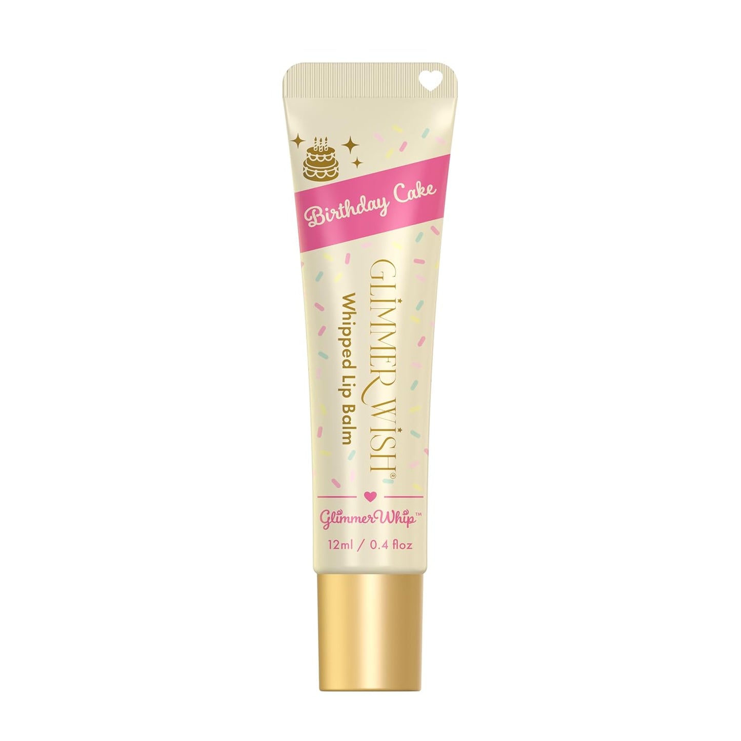 Glimmer Wish Glimmer Whip Hydrating Lip Balm – Organic Castor & Jojoba Oils, Shea & Cocoa Butters – Vegan, Non-Toxic, Moisturizing Lip Care (Birthday Cake)