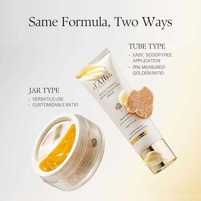 d'alba Piedmont Italian White Truffle Double Serum & Cream, Vegan Skincare, 2-in-1 Face Moisturizer, Vegan Collagen, Skin Firming and Tightening, Non Comedogenic, Suitable for All Skin Types (2.46 oz)