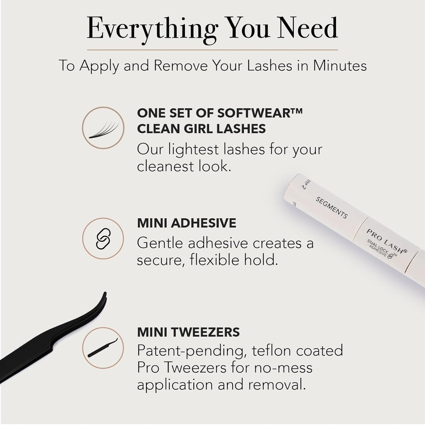 Pro Lash SoftWear Clean Girl Mini Lash Clusters Kit - Natural-Looking, Lightweight Lashes - 7-Day Cluster Eyelash Extensions - False Eyelashes Plus Adhesive and Tweezers - Cat Eye No. 39
