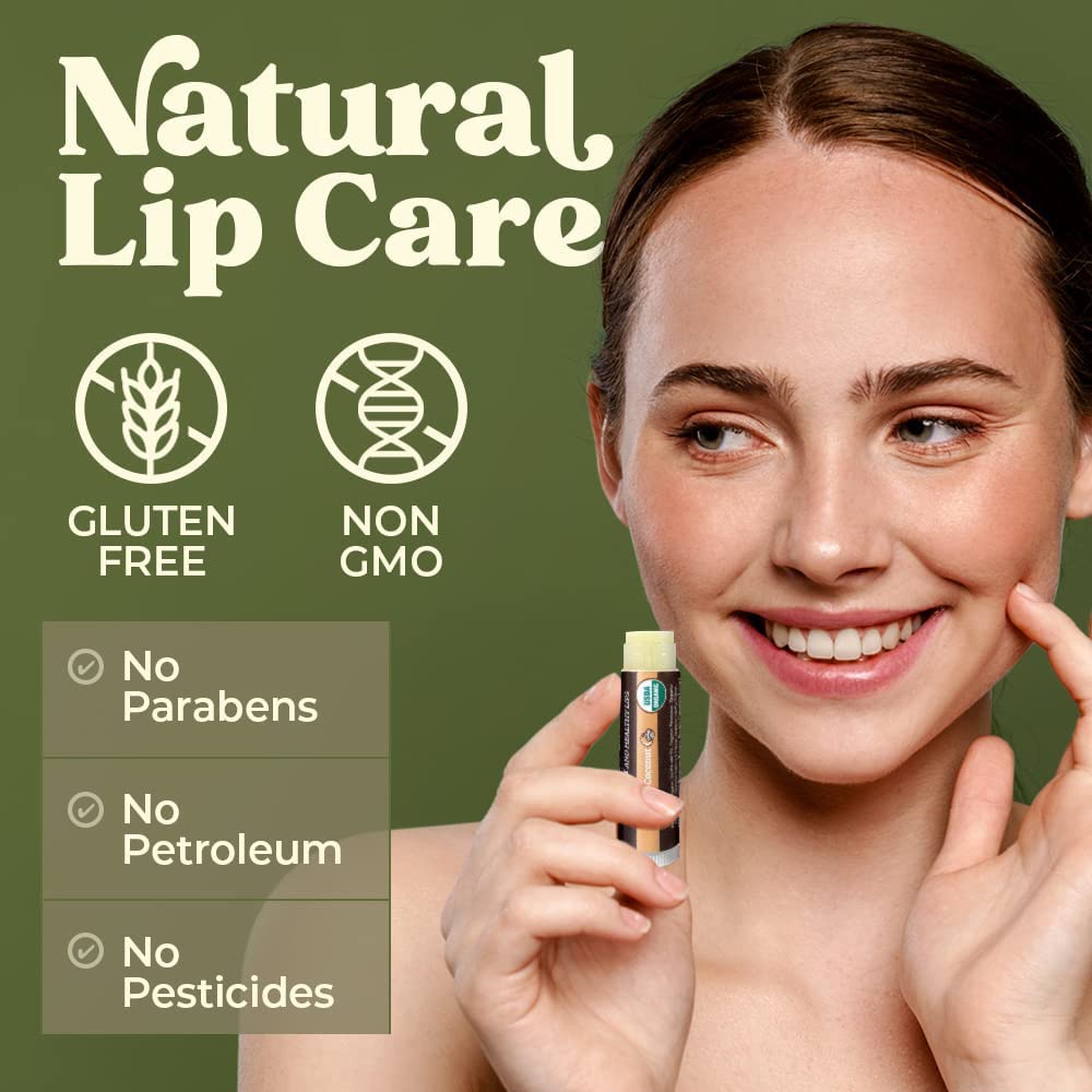 Earth's Daughter USDA Organic Lip Balm 4-Pack Creamy Coconut Flavor - Beeswax, Coconut Oil, Vitamin E - Best Lip Repair Chapstick for Dry Cracked Lips