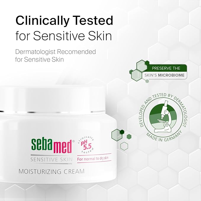 SEBAMED Moisturizing Face Cream for Sensitive Skin Antioxidant pH 5.5 Vitamin E Hypoallergenic 2.6 Fluid Ounces (75mL) Ultra Hydrating Dermatologist Recommended Moisturizer (Pack of 4)
