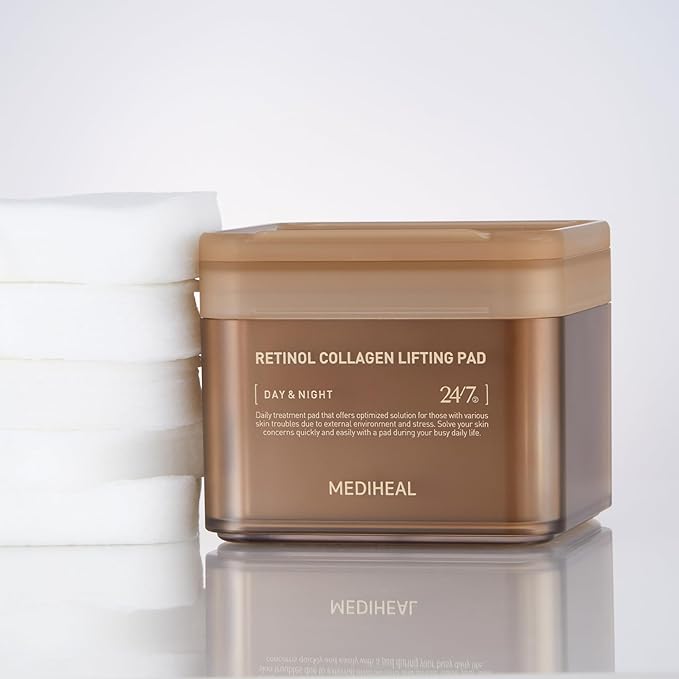 MEDIHEAL Retinol Collagen Lifting Pad - Vegan Face Hypoallergenic Pads with Retinol, Collagen - Lifting Pads for Enhancing Skin Texture Firmness 100 Pads