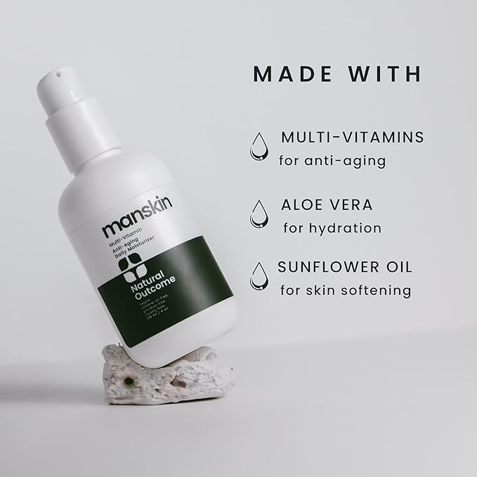 Natural outcome Man Skin Moisturizer | Men's Face Cream Moisturizer | Anti Aging Daily face kit, Cleanser, Toner and Moisturizer (4 Oz)
