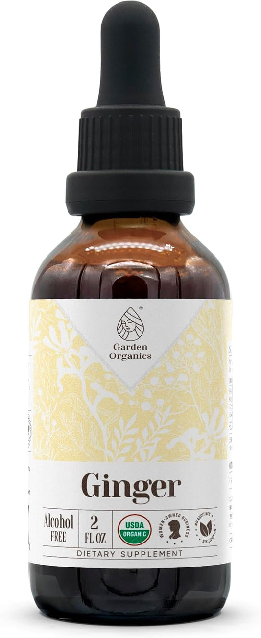 Ginger USDA Organic Alcohol-Free Extract | Dietary Supplement, High-Potency Tincture | Natural Certified Organic Ginger (Zingiber officinale) Dried Root (2 oz)