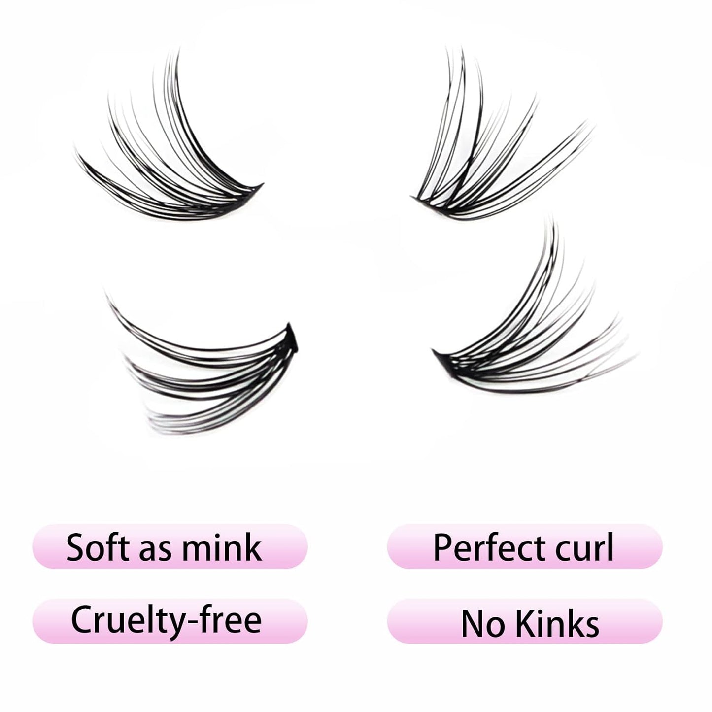 Lash Clusters LAUBESS Individual Lashes Waterproof Eyelash Clusters Mixed Tray Cluster Eyelash Extensions Soft Cluster Lashes for Beginners(30D-D-13)