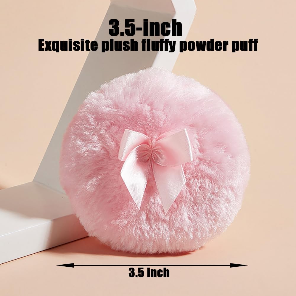 Luxury 4.2 Inch Glass Powder Container with 2 Plush Puffs｜Non-Sealed Refillable Organizer for Body Powder&Makeup｜Setting Powder Applicator w/Loose Powder Storage(Pointed Cylinder-Colorful-Large)