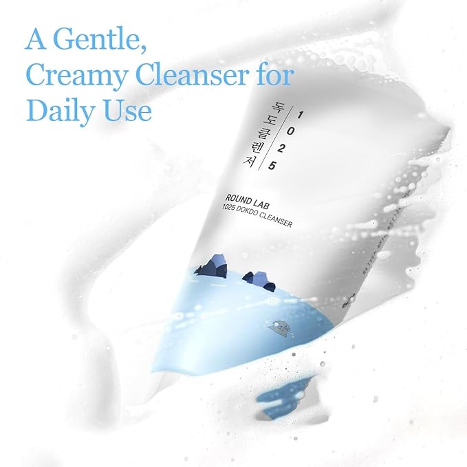 ROUND LAB 1025 Dokdo Cleanser 5.07 Fl Oz, Low pH Facial Cleanser for Sensitive Skin, Rich Soft Bubbles for Deep Cleansing and Makeup Removal, Hydrating Face Wash with Deep Sea Water, Korean Skin Care