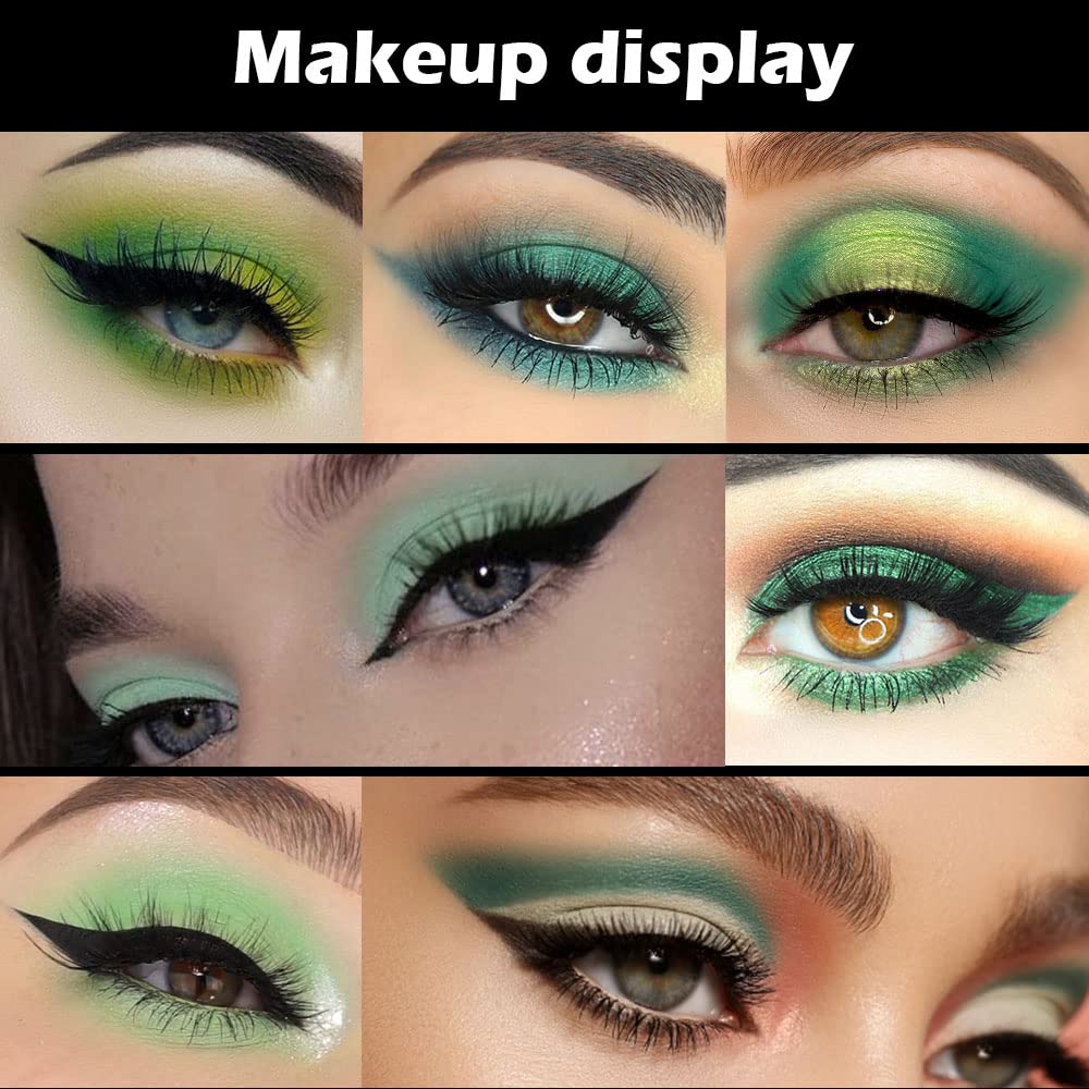 16 Colors Green Olive Matte Shimmer Eyeshadow Palette for Eye Makeup,High Pigmented White Gray Eye Shadow Primers Powder Palet de sombras de ojos