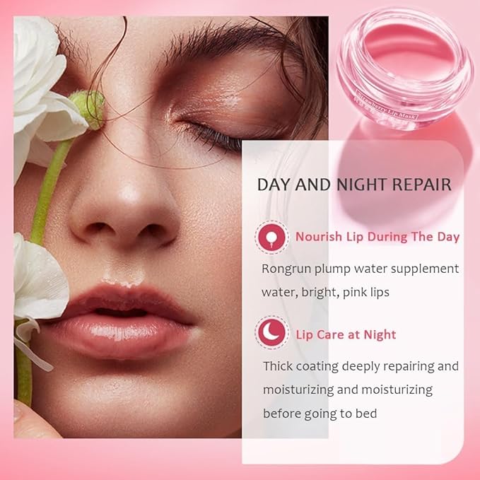 5PCS Bee Lip Balm Honey Pot，Mint&Juicy Peach&Watermelon&Cherry&Apple&Coconut Lip Mask Overnight Propolis Moisturizing Lip Balm Hydrating Prevention Dry and Crack Lip Scrubs Exfoliator Lip Wrinkle Care