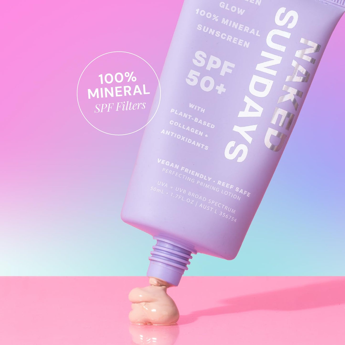 Naked Sundays SPF 50 Daily Facial Moisturizer, All-in-one Mineral Sunscreen, Face Lotion, Makeup Primer with Broad Spectrum UVA/UVB + Zinc Oxide, 50ml