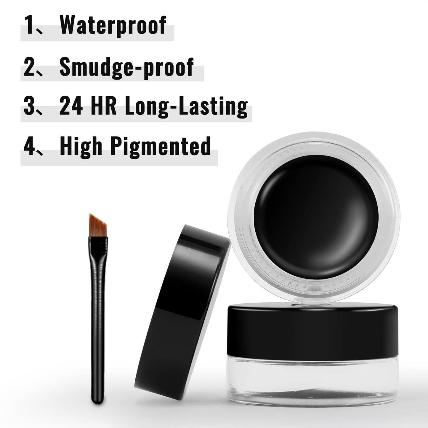 Erinde Blue Gel Eyeliner, Waterproof Cream Eyeliner Gel Pot, High-Intensity Pigments Long Lasting Smudge-Proof Eye Liner Halloween Makeup, Waterline Matte Eye Liner with 2PCS Brushes, 03 Blue