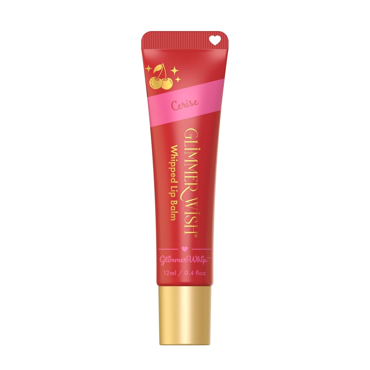 Glimmer Wish Glimmer Whip Hydrating Lip Balm – Organic Castor & Jojoba Oils, Shea & Cocoa Butters – Vegan, Non-Toxic, Moisturizing Lip Care (Cerise)