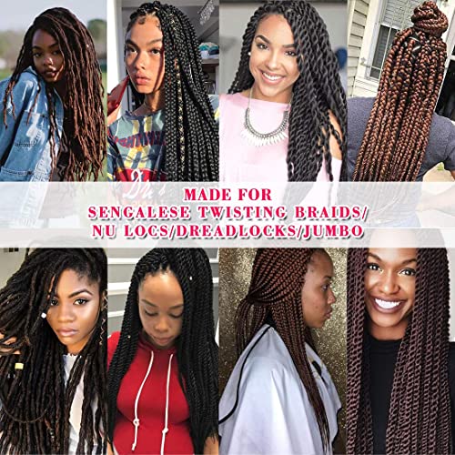 Brazilian Wool Hair Yarn for Braids 100% Brazilian Wool Hair Acrylic Yarn for African Braids/Spring Twist/Faux Locs/Wraps with Crochet Hook(8 Roll, Natural Black)