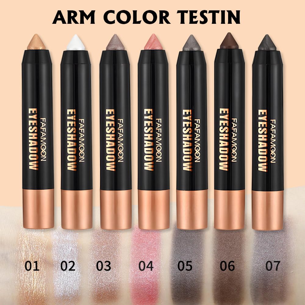 Monochrome Cream Glitter-Shimmer Eye Shadow Stick Palette makeup | 2-in-1 Eyeshadow & Eyeliner Pencil for Women | Waterproof, Vegan & Cruelty-Free | Sombras Para Ojos | 06 Shimmer Dark Brown