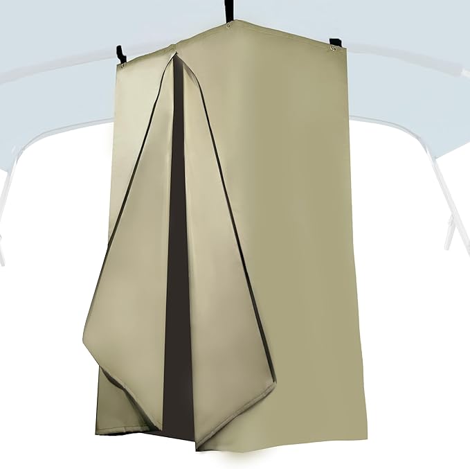 Privacy Tent for Boats, Heavy-Duty Hanging Changing Room for Pontoon Boats, Privacy Curtains for Pontoon Boats, Attaches to Bimini Top Poles (Gray)