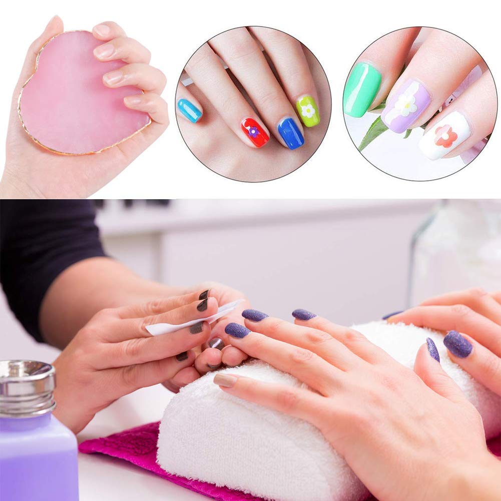 Resin Nail Art Plate Palette,Makeup Palettes,Gel Polish Color Mixing Plate Drawing Painting Color Palette,Golden Edge Heart Shaped Nail Art Display Holder