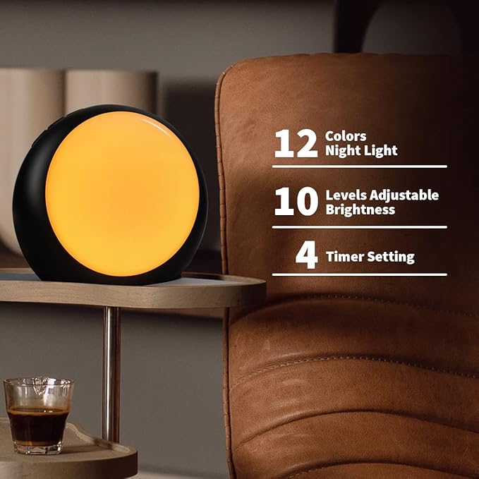 Loudspeakers Brown Noise Sounds White Noise Machine 30 Soothing Sounds 12 Color Night Lights Auto-Off Timer Calming Sleep Machine with Memory Function for Baby Kids Adult for Office Privacy