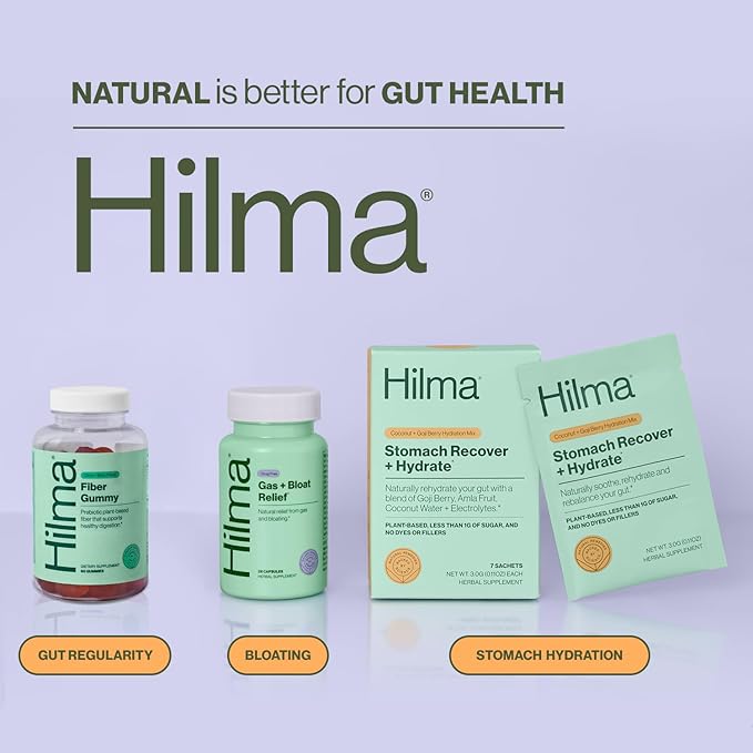 Hilma Prebiotic Fiber Gummies, Daily Fiber Supplement, Gummies for Adults, Supports Gut Health for Women and Promotes Regularity, Citrus and Berry Natural Flavor, FSA Eligible, 60 Count
