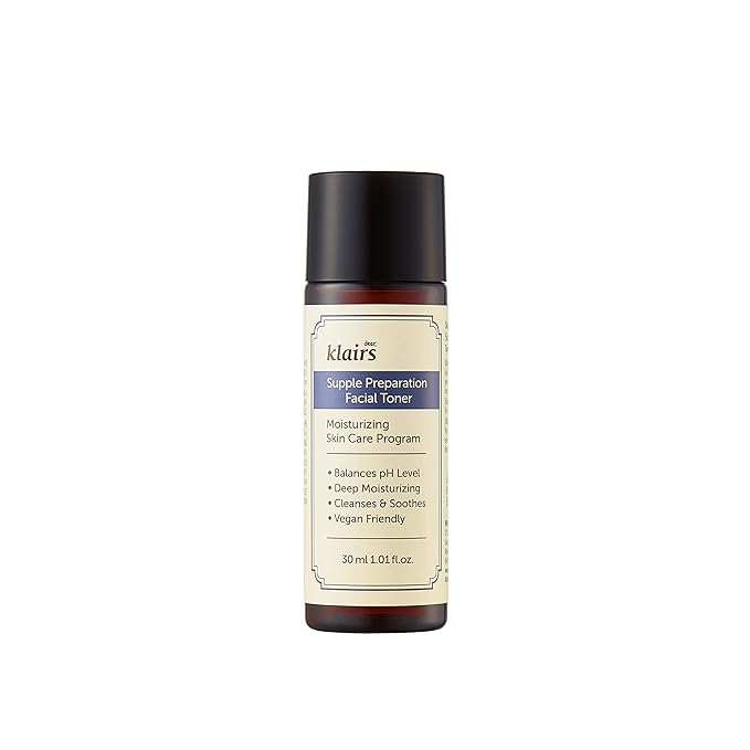 [DearKlairs] Supple Preparation Facial Toner with Hyaluronic Acid, Moisturizer, Paraben and Alcohol Free, Korean Skin Care, Hydrating Toner for Face, Sensitive Skin (30ml, 1.01 Fl Oz)