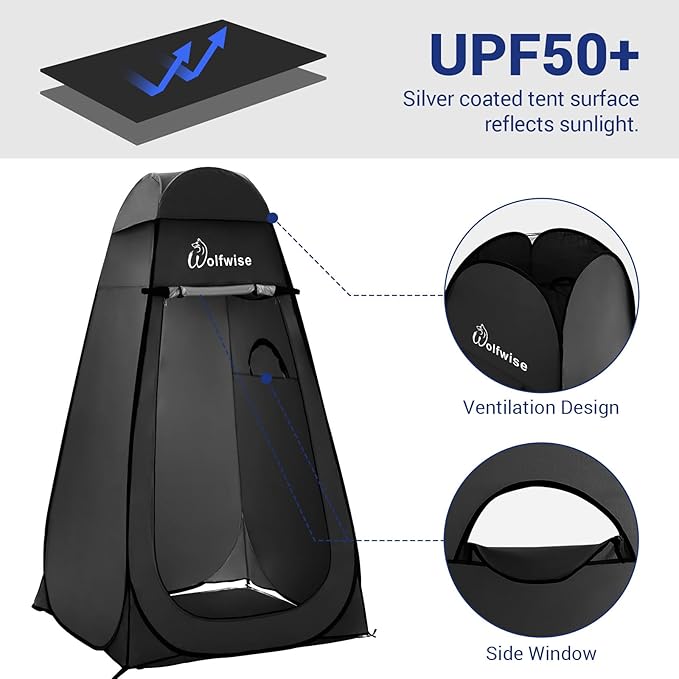 WolfWise Pop Up Privacy Shower Tent Portable Outdoor Sun Shelter Camp Toilet Changing Dressing Room