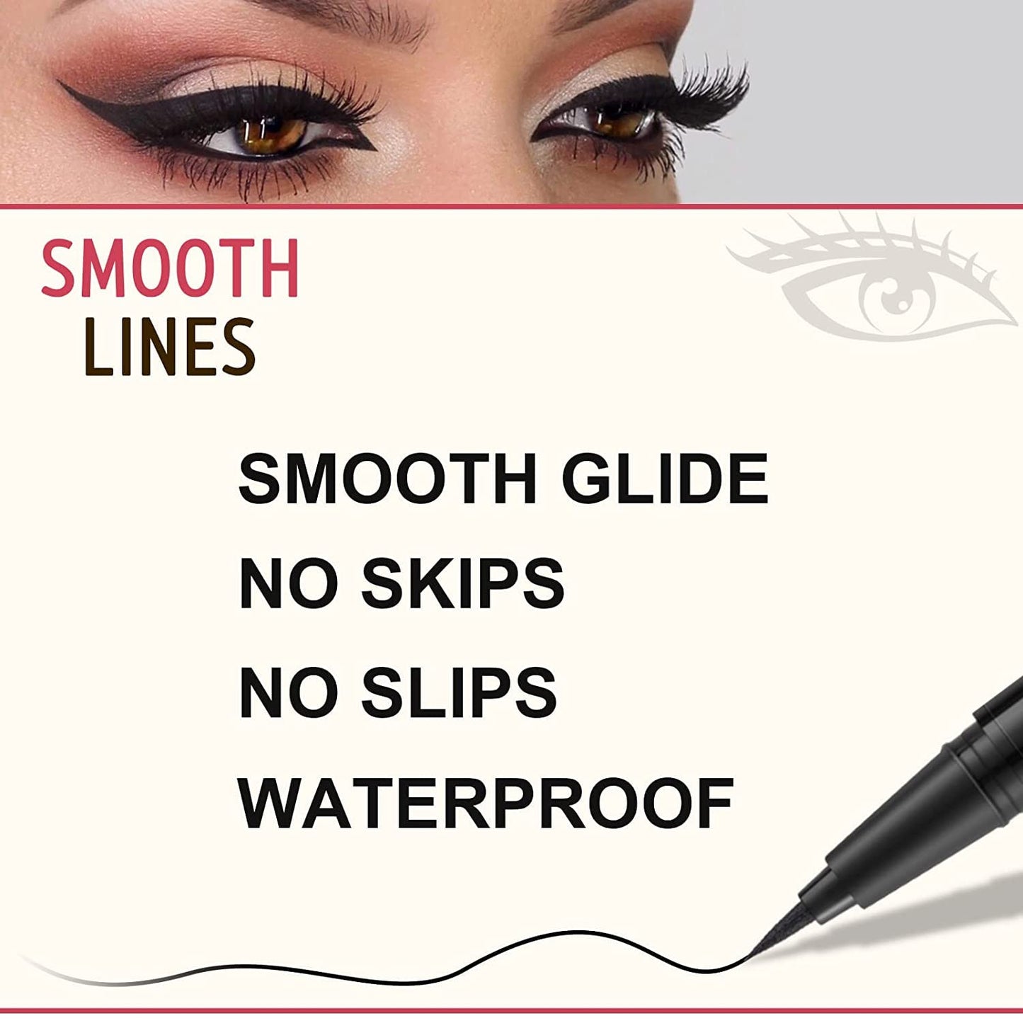 LAVONE Eyebrow Stamp Pencil Kit for Eyebrows, Makeup Brow Stamp Trio Kit with Waterproof Eyebrow Pencil, Eyeliner, Eyebrow Pomade, and Dual-ended Eyebrow Brush - Black Brown