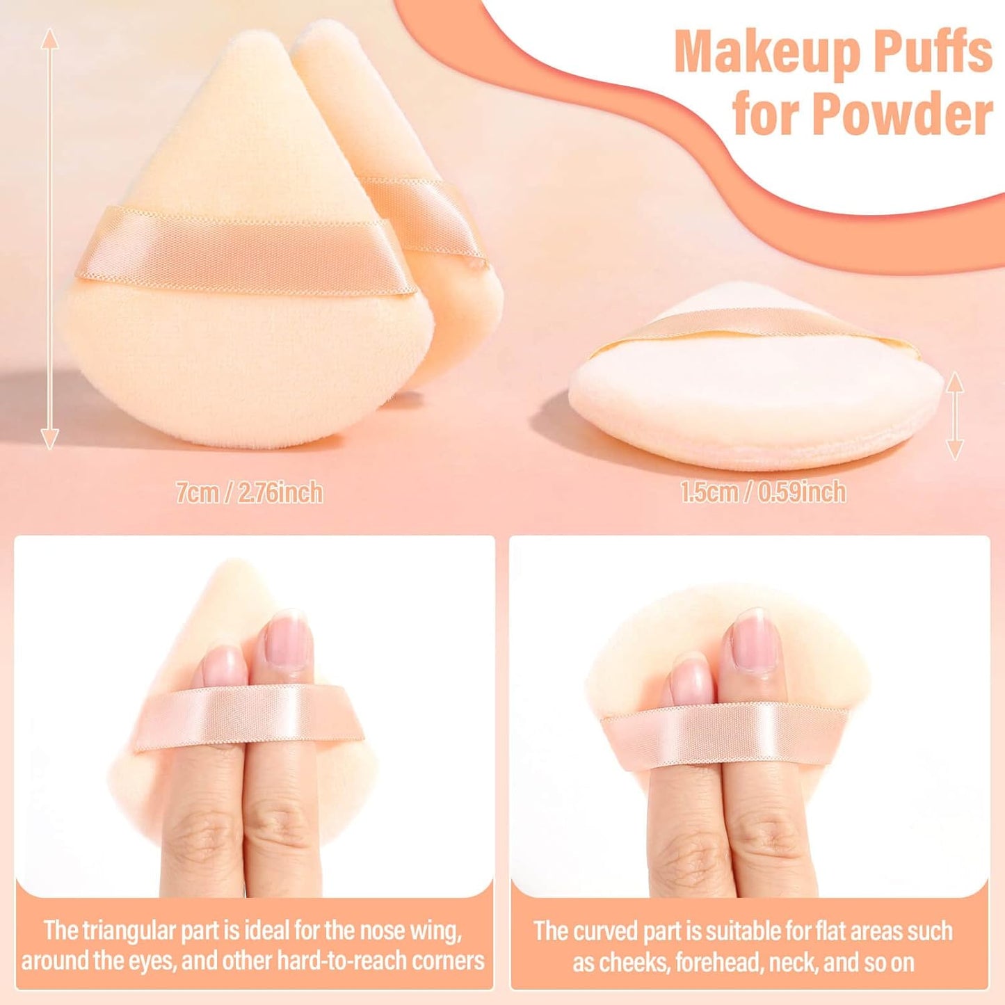 Thrilez 20pcs Triangle Powder Puff, Loose Powder Puffs Makeup Puff for Face Powder, Setting Powder Puff for Make Up, Face Puff Pads for Press Powder, Sponge Powder Applicator for Face and Eye (Beige)