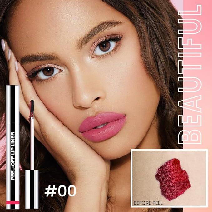 3 Pcs Matte Liquid Lip Stain Peel Off Lip Liner, Long Lasting Lip Tattoo, Waterproof & Transfer-Proof Lip Liner Peel Off Lip Gloss for All Skin Types.#00+#02#06