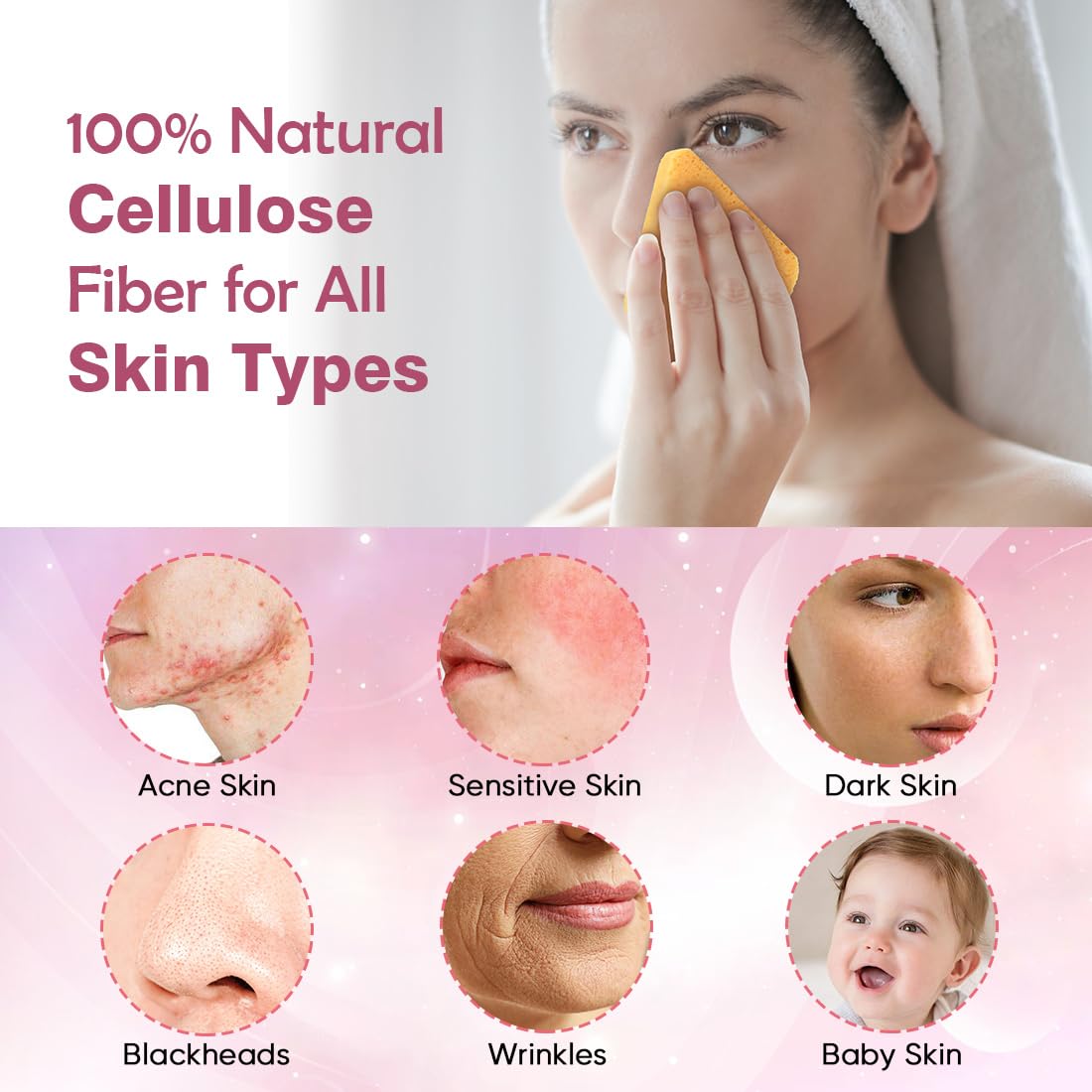 AIDEA 96Count Facial Sponges Compressed, Face Sponges for Cleansing, Natural Cosmetic Makeup Sponges, Sponges for Washing Face, Exfoliating, Makeup Removal, Travel Essentials for Women