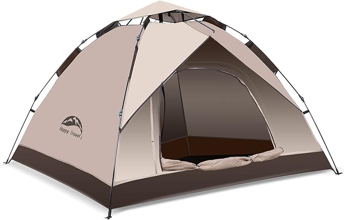 Happy Travel 1/2/3/4 Person Camping Tent, Instant Easy Pop Up Tents for Camping,Automatic Waterproof Family Camping Tent, Easy Set Up Tent,Portable Windproof Dome Tent for Camping Hiking & Traveling