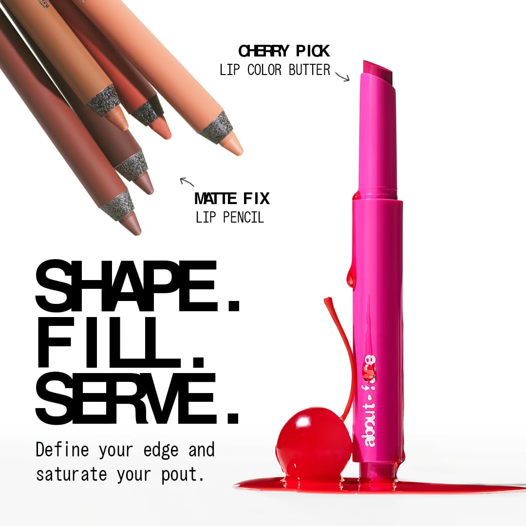 about-face Matte Fix Lip Pencil Smoked – Long-Wear, Creamy Matte Lip Liner with Hyaluronic Acid & Vitamins C & E – Vegan, Cruelty-Free, Clean Beauty – 0.042 oz (Plum Brown)