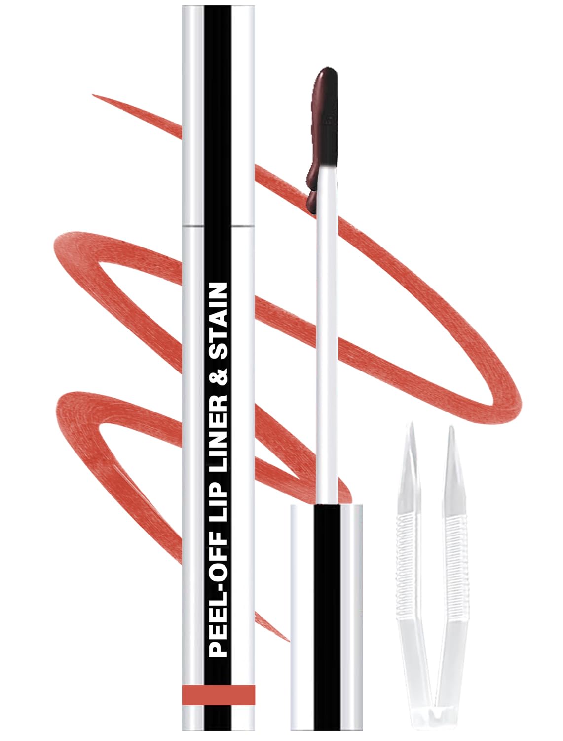 Lip Liner Stain Peel Off with Tweezer, Long Lasting Matte Lip Tattoo, Highly Pigmented Color Lip Makeup, Waterproof, Transfer-proof Lipstain for Women, for All Skin Types 07