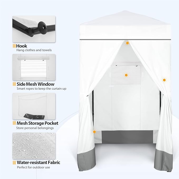EAGLE PEAK Flex Ultra Compact 4x4 Pop-up Canopy, Sun Shelter, Changing Room, Portable Privacy Canopy Cabana for Pool, Fashion Photoshoots, or Camping, 4x4 ft, White