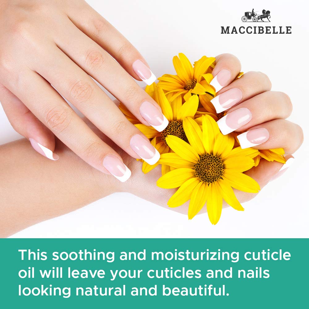 Maccibelle Cuticle Oil 0.5 oz - Soothe Nail Dry Cracked Cuticles (Lemon, 0.5 Fl Oz)