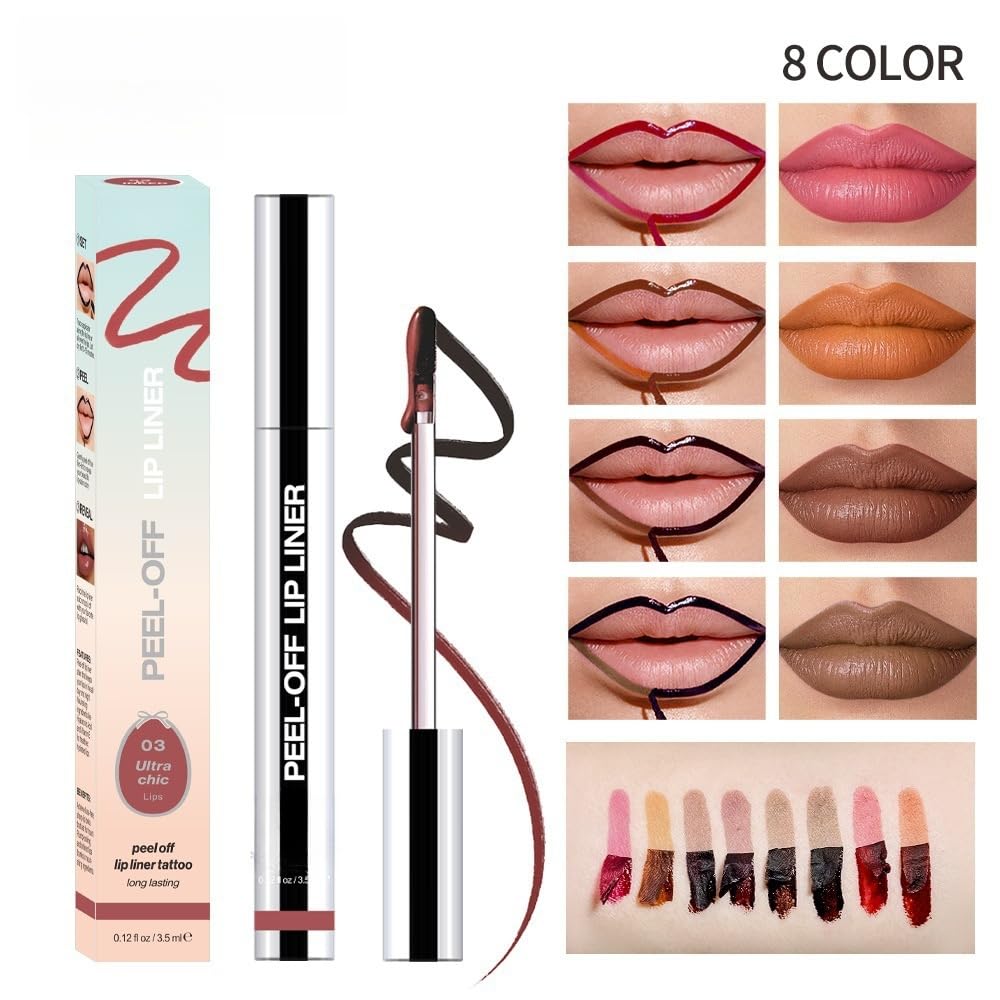 Longwear Peel-off Lip Stain Marker Peel Off with Vitamin E - Smudge-Resistant Lip Liner & Base for All Skin Types (07#)