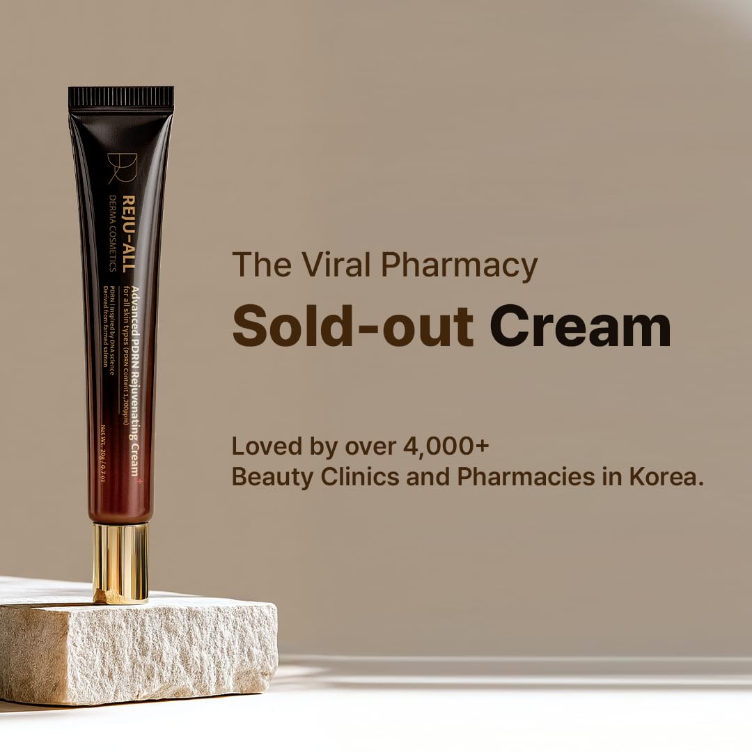 Dr. Reju-All Advanced PDRN Rejuvenating Cream 0.7oz (20g) | 99% Purity PDRN Salmon DNA, Collagen Gel Skin Repair Cream with Hyaluronic Acid & Niacinamide for Glass Skin | Night Routine Korean Skincare