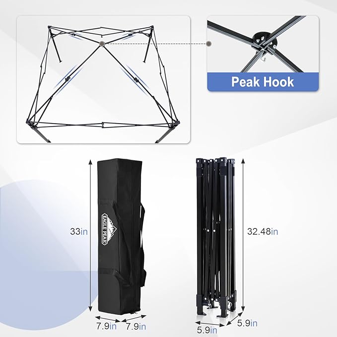 EAGLE PEAK EAGLE PEAK Flex Ultra Compact Pop-up Canopy, Sun Shelter, Changing Room, Portable Privacy Canopy Cabana, 5x5ft Canopy Tent, for Pool, Fashion Photoshoots, or Camping White/Blue