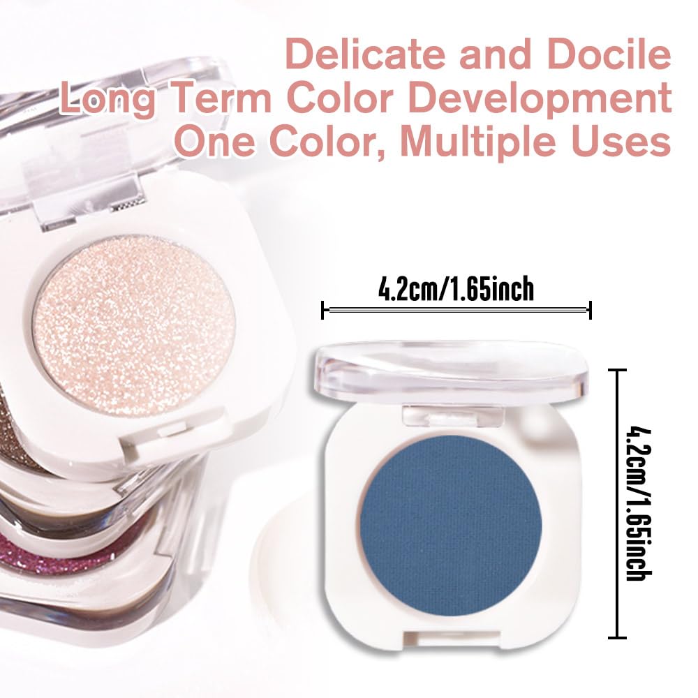 Single Matte Eye Shadow Palette Makeup, Blue Matte Eyeshadow for Women Halloween Birthday Party Wear, Monochrome Eye Shadow Makeup, Pigmented Waterproof Sombras Para Ojos, 34