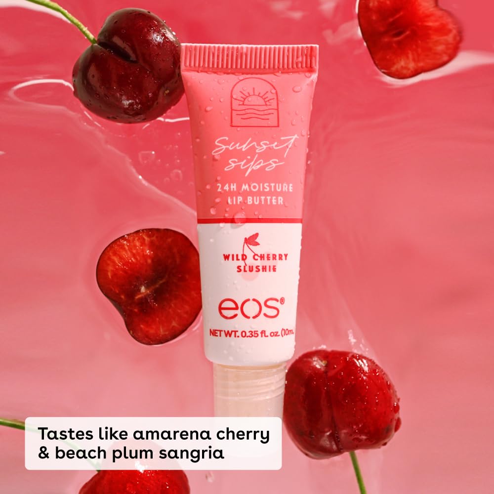 eos 24H Moisture Super Balm - Pink Lemonade & Wild Cherry Slushie, Day or Night Lip Treatment, Made for Sensitive Skin, Lip Balms & Moisturizers, 0.35 fl oz, 2-Pack