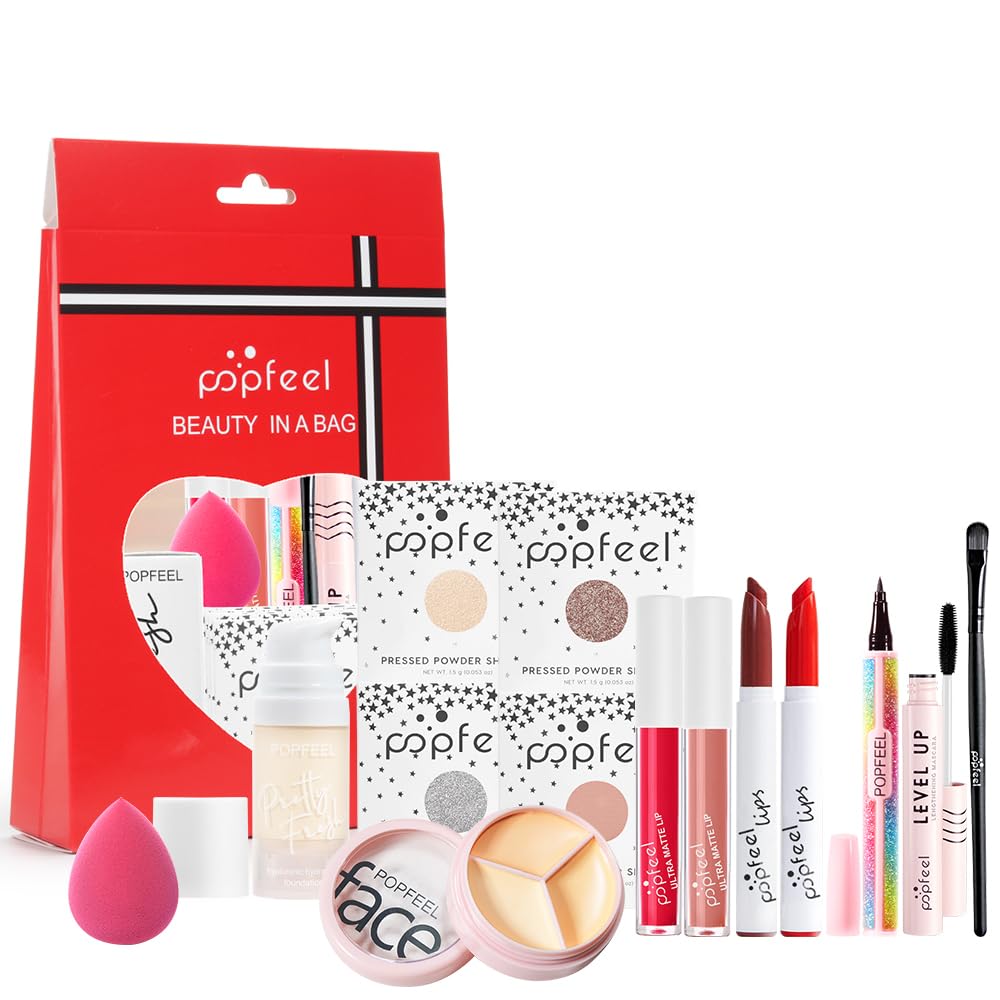 All in One Eyeshadow Palette Makeup Set, Makeup Kits with Foundation, Mascara, Concealer Lipstick Gloss, Eye Liner,Travel Makeup Bundle Makeup Gift Box for Women Girl Maquillaje