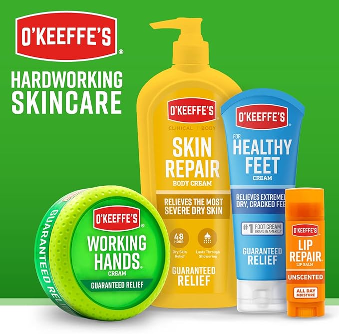 O'Keeffe's Giftbox Including Lip Repair with Cherry and Vitamin E Oil Stick, Working Hands Jar and Healthy Feet Jar, Gift Idea